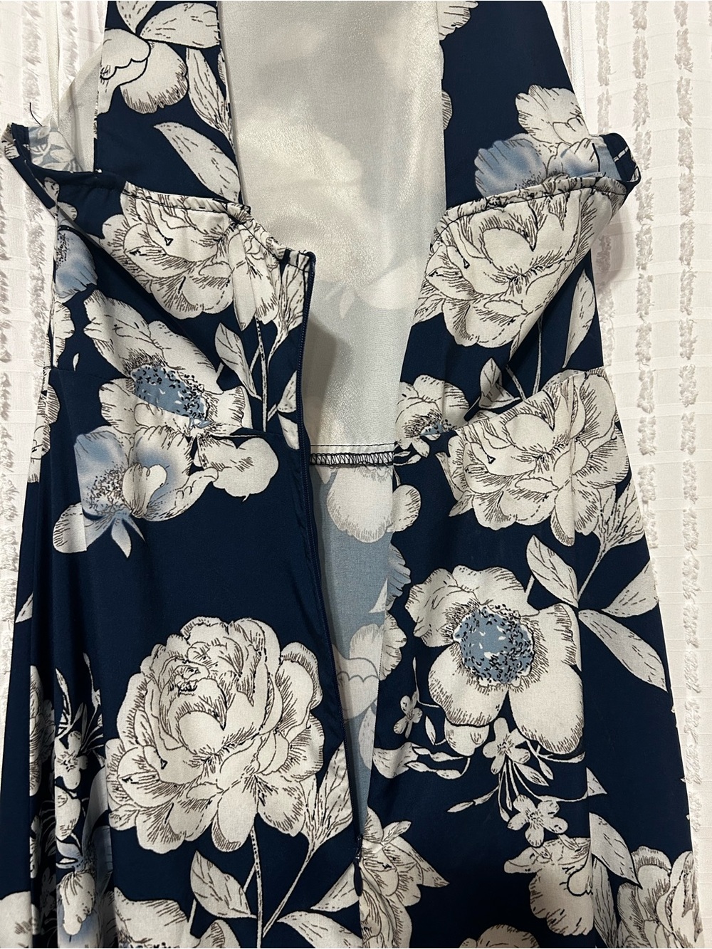 Women’s Medium Navy Blue Floral Halter Dress - Picture 10 of 14